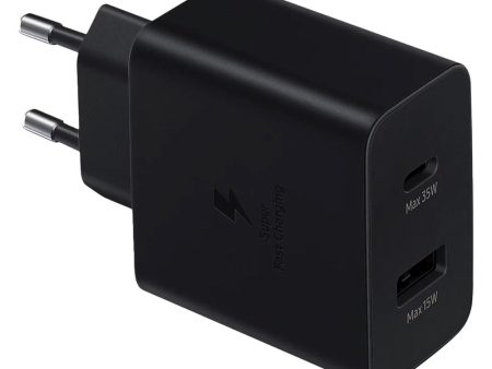 Samsung Super Fast Charge 35W Vægoplader m. USB-C PD & USB-A - Sort Sale