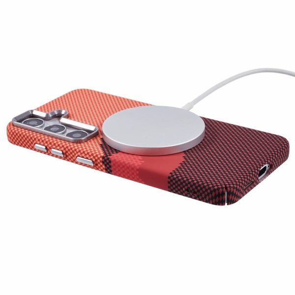 EIDERWOOD Mønstret Carbon Cover - Samsung Galaxy S24 - MagSafe Kompatibel - Orange Peak Cheap