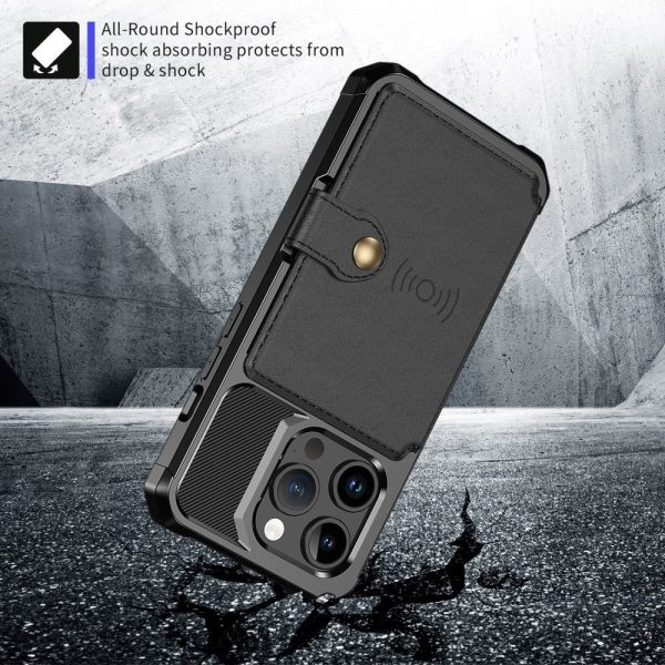 iPhone 15 Pro Hybrid Cover m. Pung - Sort For Cheap