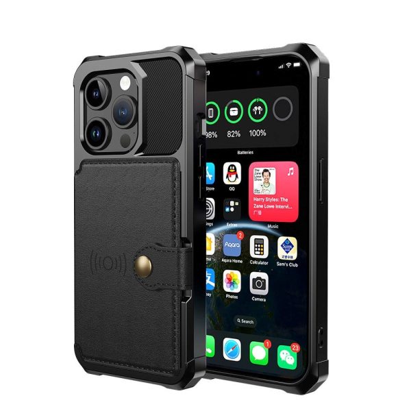 iPhone 15 Pro Hybrid Cover m. Pung - Sort For Cheap