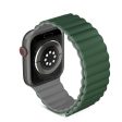 Apple Watch (42 44 SE 45 46 49mm) Epico Magnetisk Silikone Rem - Grøn   Grå on Sale