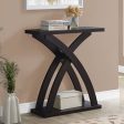 31  Espresso Cross Leg Console Table With Shelves Hot on Sale