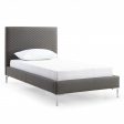 Twin Size Dark Grey Upholstered Faux Leather Bed Frame Cheap