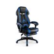 Gaming Chair Racing Style Swivel Chair with Footrest and Adjustable Lumbar Pillow-Blue For Discount