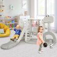 6 in 1 Toddler Slide and Swing Set with Ball Games-White For Discount