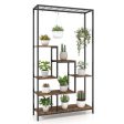 6-Tier Tall Plant Stand 71  Metal Indoor Plant Shelf with 10 Hanging Hooks-Rustic Brown For Discount