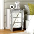 27  Silver Three Drawer Mirrored Nightstand Discount