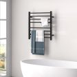 8 Bars Freestanding Wall Mounted Towel Warmer Rack with LED Display-Black on Sale