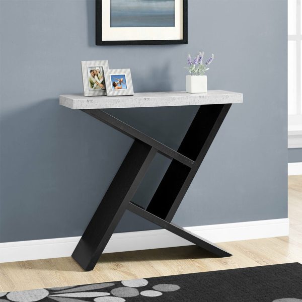 36  Gray and Black Abstract Console Table With Shelves For Sale