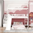 White Twin Over Twin PlayHouse Perpendicular Bunk Bed with Slide Sale