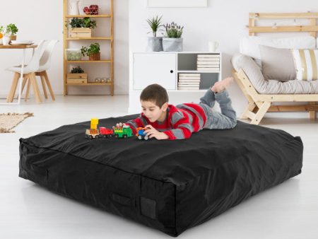 57 x 57 Inch Crash Pad Sensory Mat with Foam Blocks and Washable Velvet Cover-Black For Discount