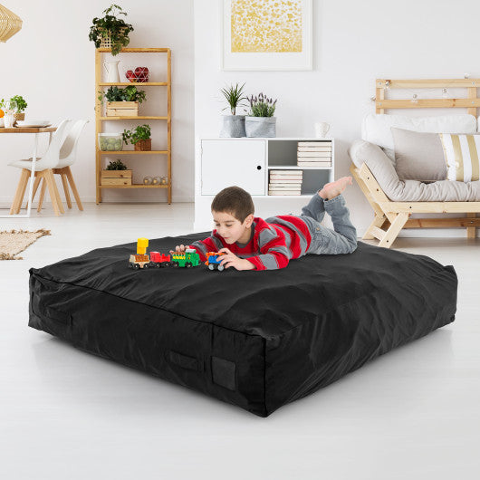 57 x 57 Inch Crash Pad Sensory Mat with Foam Blocks and Washable Velvet Cover-Black For Discount