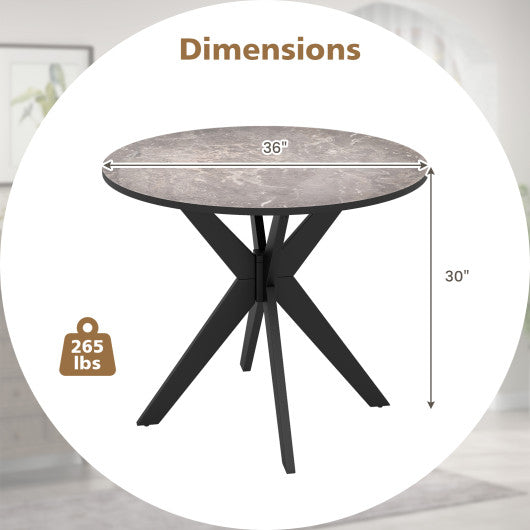 36-Inch Mid Century Modern Kitchen Table with Faux Marble Tabletop and Solid Rubber Wood Legs-Black Sale