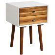 Wooden Nightstand Mid-Century End Side Table with 2 Storage Drawers-Brown Supply