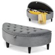 Half Moon Storage Bench with Rubber Wood Legs-Gray Discount