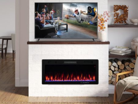 Electric Fireplace 40 50 60 Inches Recessed and Wall Mounted for 2  x 6  Stud-40 Inches For Sale