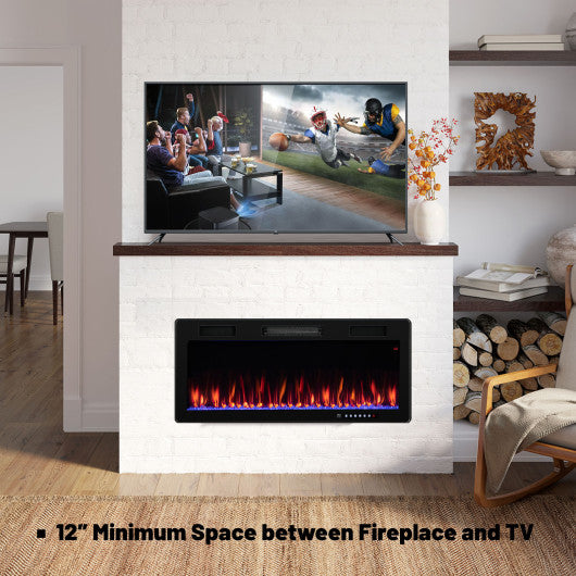 Electric Fireplace 40 50 60 Inches Recessed and Wall Mounted for 2  x 6  Stud-40 Inches For Sale