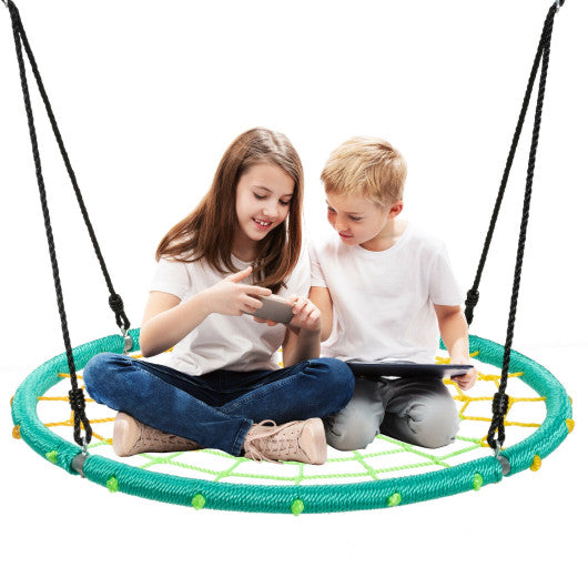 40 Inch Spider Web Tree Swing Kids Outdoor Play Set with Adjustable Ropes-Green Discount