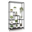 6-Tier Tall Plant Stand 71  Metal Indoor Plant Shelf with 10 Hanging Hooks-Black Fashion