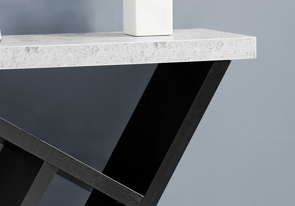 36  Gray and Black Abstract Console Table With Shelves For Sale