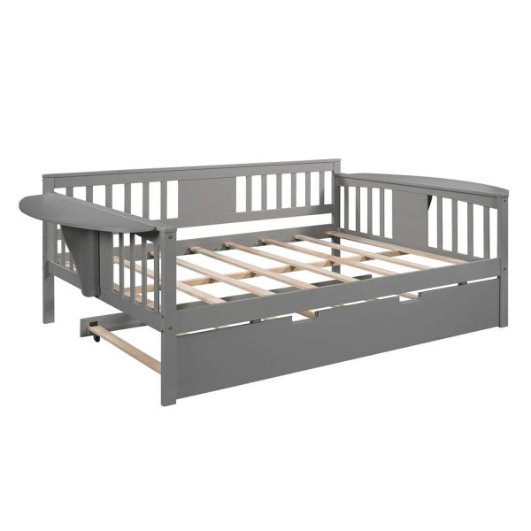 Gray Wood Bed Frame with Trundle Online