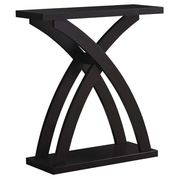 31  Espresso Cross Leg Console Table With Shelves Hot on Sale