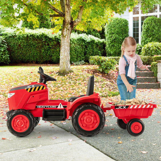 12V Kids Ride On Tractor with Trailer and Remote Control-Red Online now