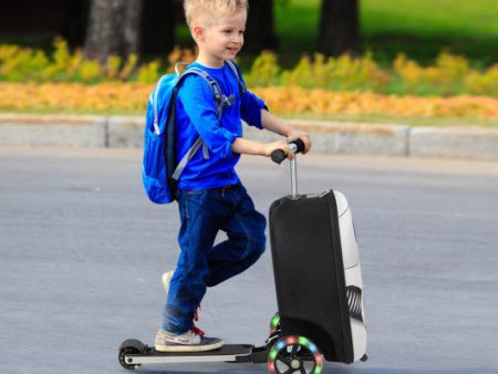 Hardshell Ride-on Suitcase Scooter with LED Flashing Wheels-White Hot on Sale