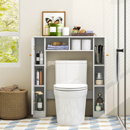 Over The Toilet Storage Cabinet with 2 Open Compartments and 4 Adjustable Shelves-White Hot on Sale