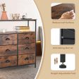 2-Tier Storage Chest with Wooden Top and 6 Fabric Drawers-Rustic Brown Fashion