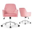 Velvet Accent Office Armchair with Adjustable Swivel and Removable Cushion-Pink Sale