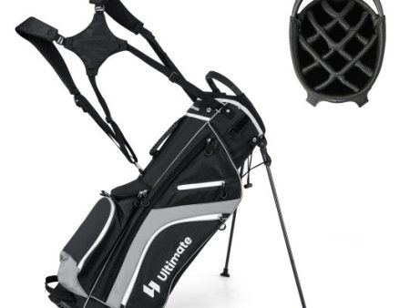 Lightweight Golf Stand Bag with 14 Way Top Dividers and 6 Pockets-Gray For Discount