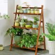 3 Tier Folding Bamboo Flower Shelf -Brown Hot on Sale