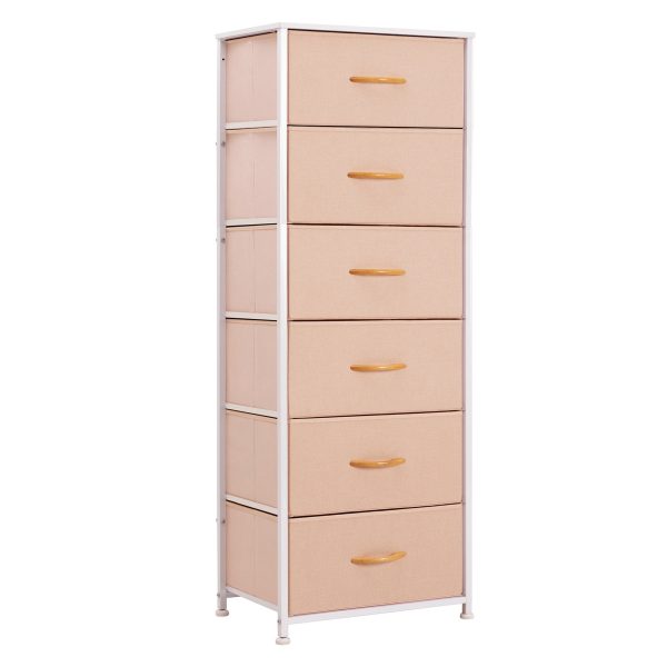 18  Pink and White Steel and Fabric Six Drawer Chest Online Sale