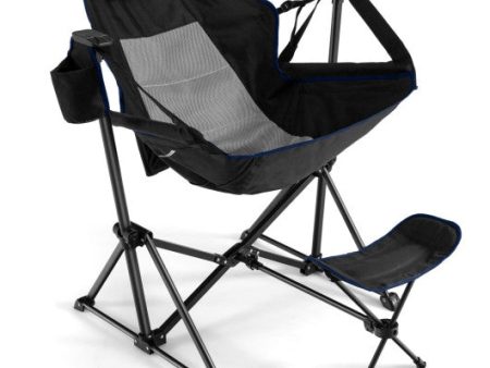 Hammock Camping Chair with Retractable Footrest and Carrying Bag-Black Cheap