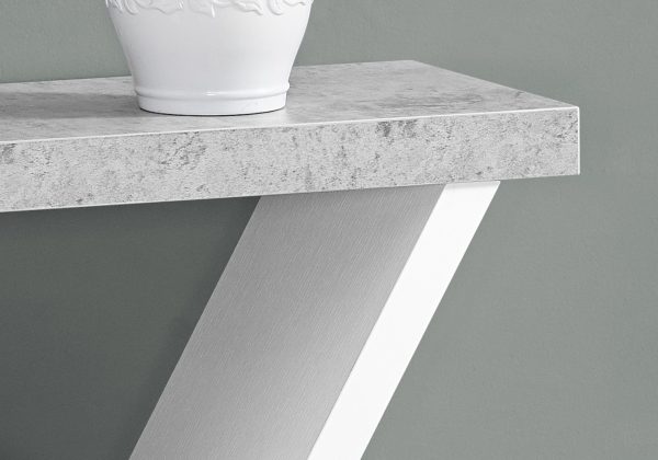 36  Gray and White Abstract Console Table With Shelves Hot on Sale