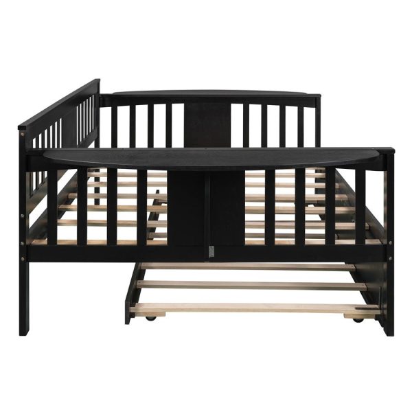 Espresso Wood Bed Frame with Trundle Online Hot Sale