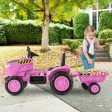 12V Kids Ride On Tractor with Trailer and Remote Control-Pink Cheap