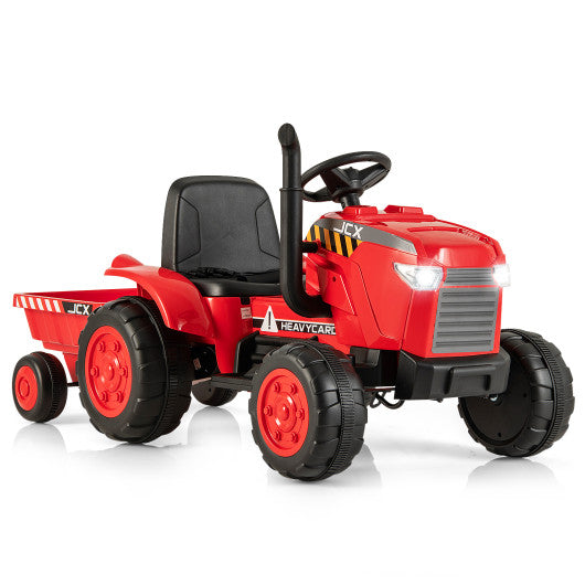 12V Kids Ride On Tractor with Trailer and Remote Control-Red Online now