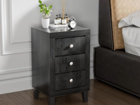 Modern Nightstand with 3 Drawers for Bedroom Living Room-Black Supply