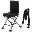 Swivel Folding Chair with Backrest and Padded Cushion-Black Online now