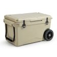 75 Quart Portable Cooler Rotomolded Ice Chest with Handles and Wheels-Tan Fashion