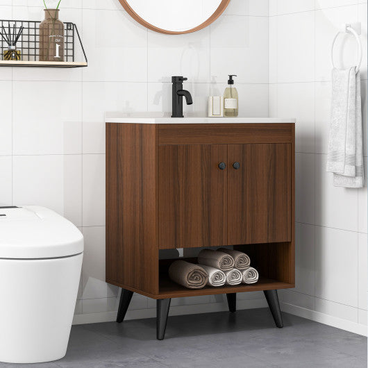 25 Inch Wooden Bathroom Storage Cabinet with Sink-Walnut Cheap