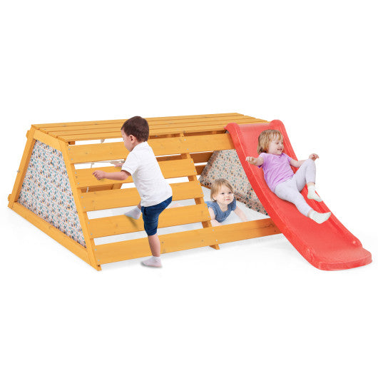 5-in-1 Jungle Gym Wooden Indoor Playground with Slide Rock Climbing Wall Rope Wall Climber Discount