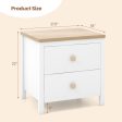 2-Drawer Nightstand with Rubber Wood Legs-White For Discount