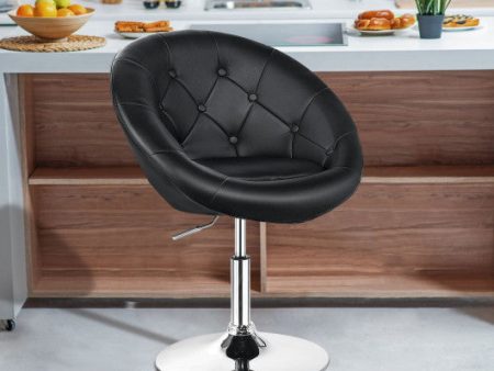 1 Piece Modern Adjustable Swivel Round PU Leather Chair-Black Supply