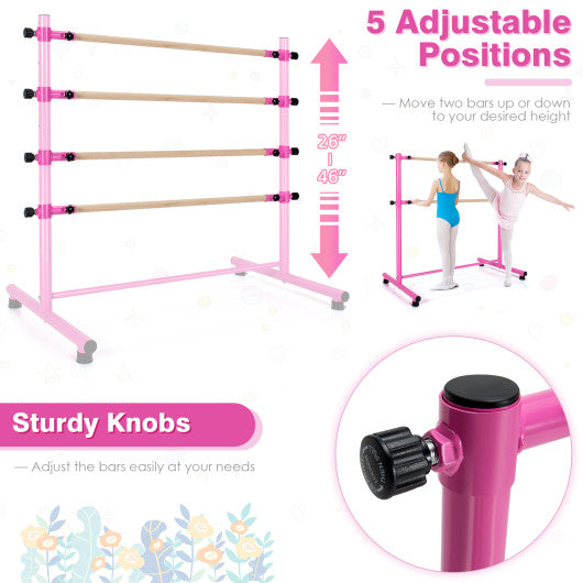 47 Inch Double Ballet Barre with Anti-Slip Footpads-Pink Online