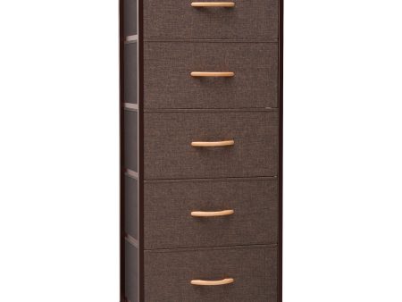 18  Brown Steel and Fabric Five Drawer Chest Online