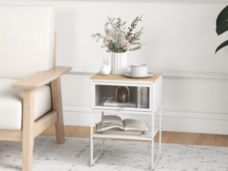 Nightstand with Flip up Door Storage Shelf-White Online