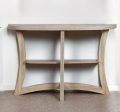 47  Taupe Half Moon Three Leg Console Table With Shelves For Cheap